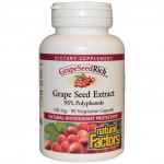 อาหารเสริม เมล็ดองุ่น grape seed ราคาส่ง ยี่ห้อ Natural Factors, GrapeSeedRich, Grape Seed Extract, 100 mg, 90 Veggie Caps